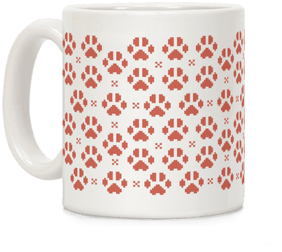 Pixel Kitty Cat Paw Prints Coffee Mug - Reindeer Puns (484x484), Png Download