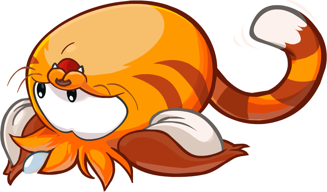 Cat Puffle Rolling Around - Club Penguin Puffle Gato (1099x645), Png Download