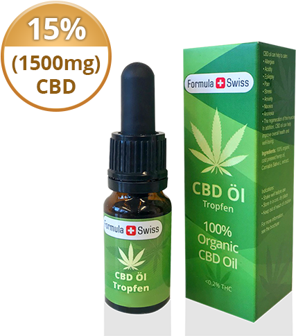 Organic Cbd Oil Drops 15% , 10 Ml - Formula Swiss (500x500), Png Download