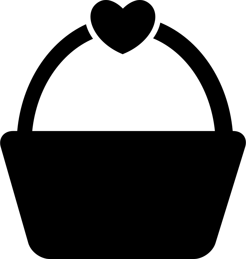 Shopping Or Picnic Basket With A Heart Shape Comments - Silhouette Of A Basket (932x980), Png Download