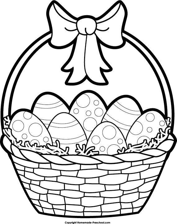 Drawing Place Picnic Jpg Freeuse Stock - Easter Basket Clipart Black And White (570x720), Png Download