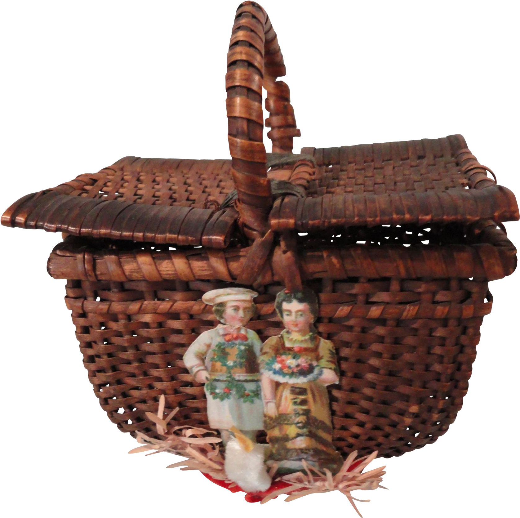 Wicker Picnic Basket With Christmas Decorations - Picnic Basket (1676x1676), Png Download