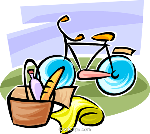 Bicycle And Picnic Basket Royalty Free Vector Clip - Fahrrad Picknick Clipart (480x429), Png Download