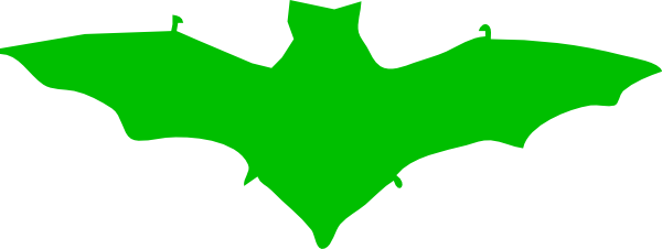 Green Bat Clipart (600x226), Png Download