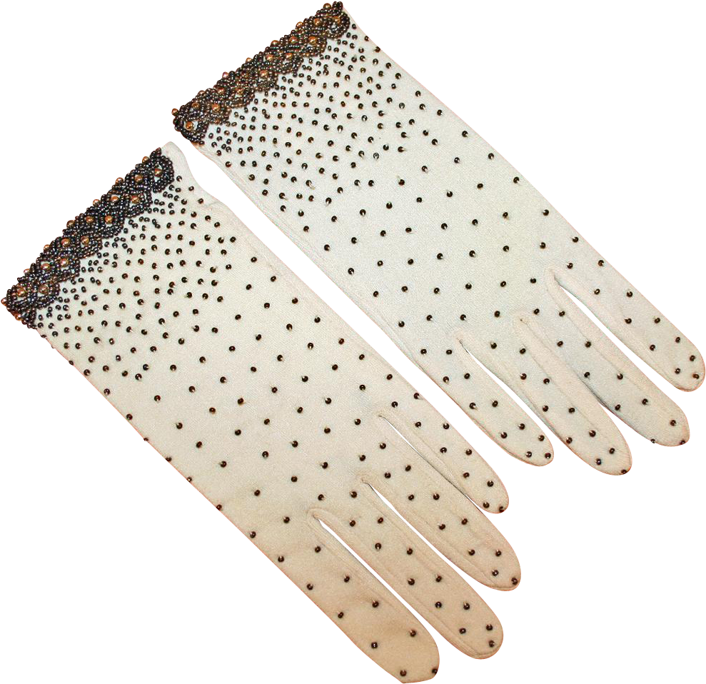 Beaded Cocktail Gloves Vintage C1955 Hong Kong From - Polka Dot (988x988), Png Download