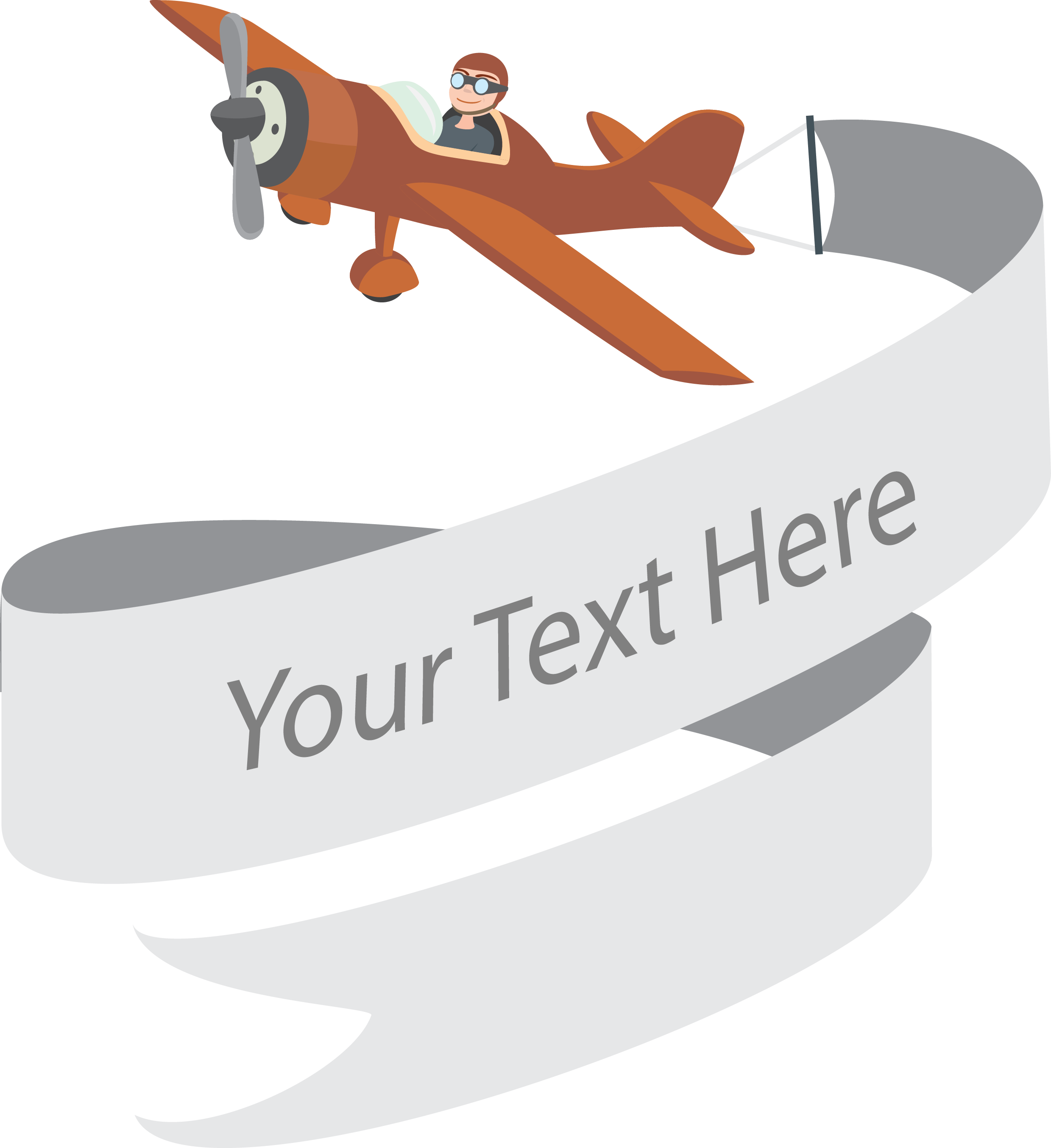 Web Company Cartoon Pilot - Cartoon Airplane With Banner Png (2479x2707), Png Download