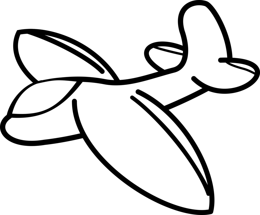 Airplane Cartoon Drawing Glider Black And White - Cartoon Glider (907x750), Png Download
