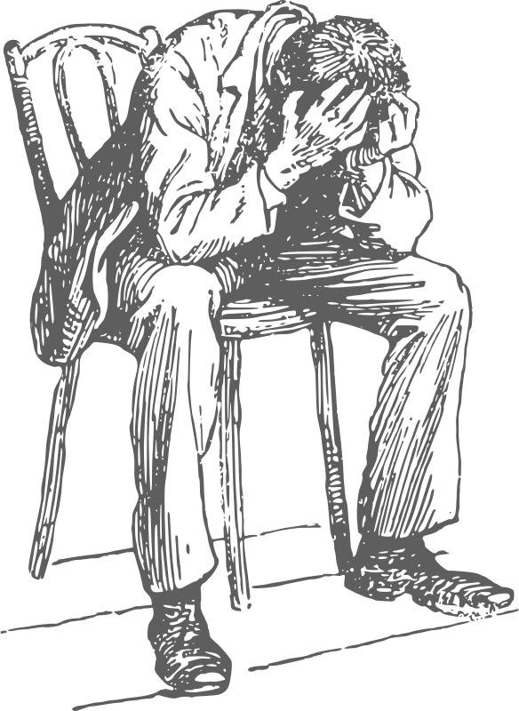 Vector Royalty Free Stock Clipart Desperate Man Medium - Man Sitting In Chair Drawing (584x800), Png Download