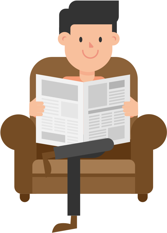 Open - Png Newspaper Reading Vector (2000x1125), Png Download