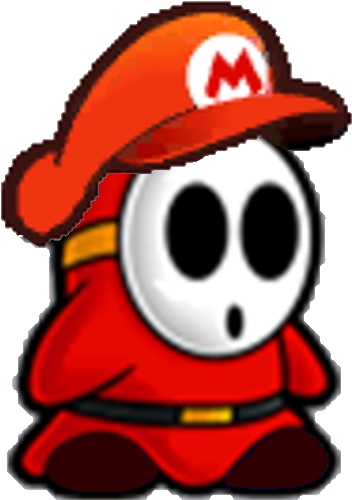 Shy Guy Paper Mario - Mario Red Shy Guy (420x500), Png Download