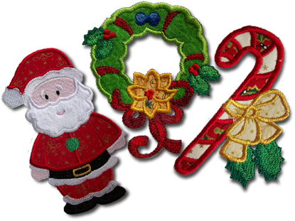 Christmas In Applique By 1 2 3 Embroidery - Wreath (432x323), Png Download