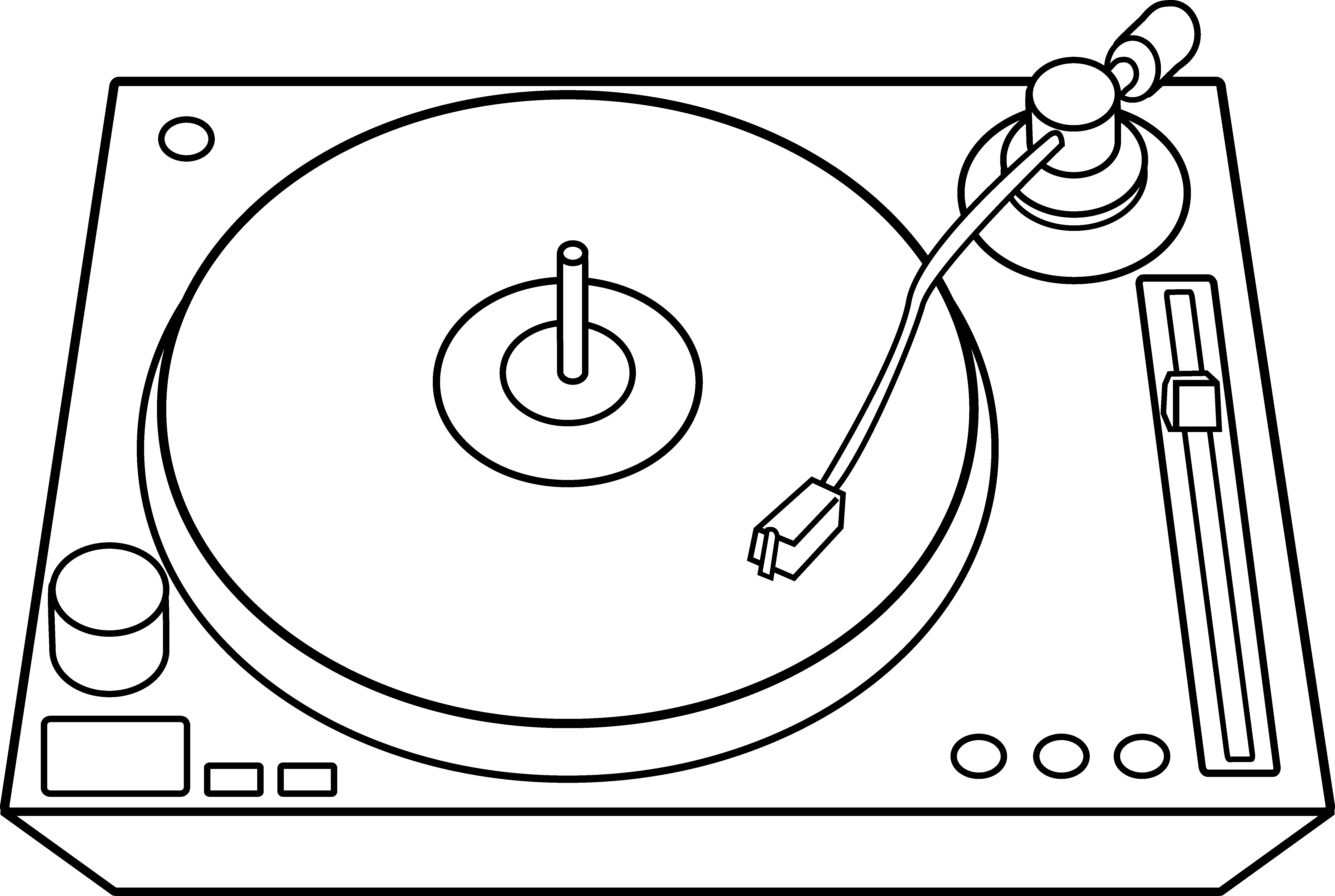 Clipart Black And White Library Collection Of Drawing - Drawing Of Dj Turntables (6021x4040), Png Download
