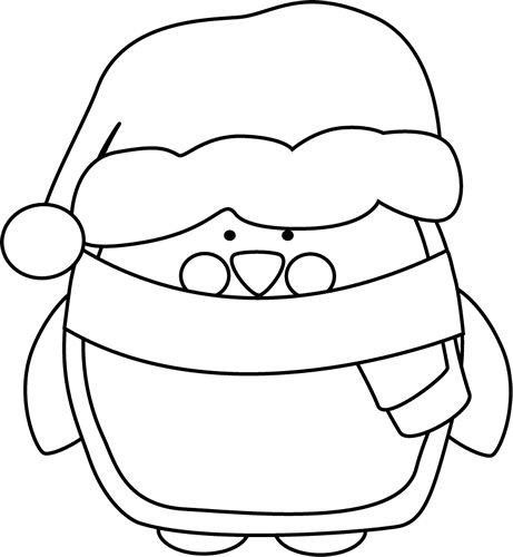 Black And White Christmas Penguin Clip Art Black And - Black And White Penguin Clip Art (461x500), Png Download