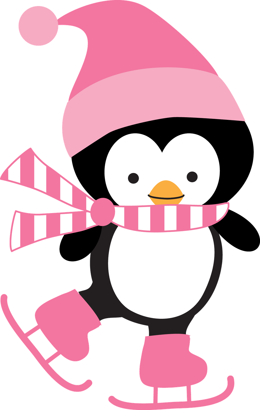 Penguin Vector Christmas - Penguin Ice Skating Clipart (900x1420), Png Download