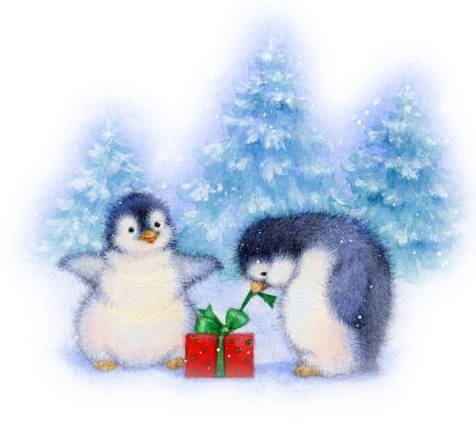 Christmas Penguins - Navideñas Con Frases Para Dedicar (500x445), Png Download
