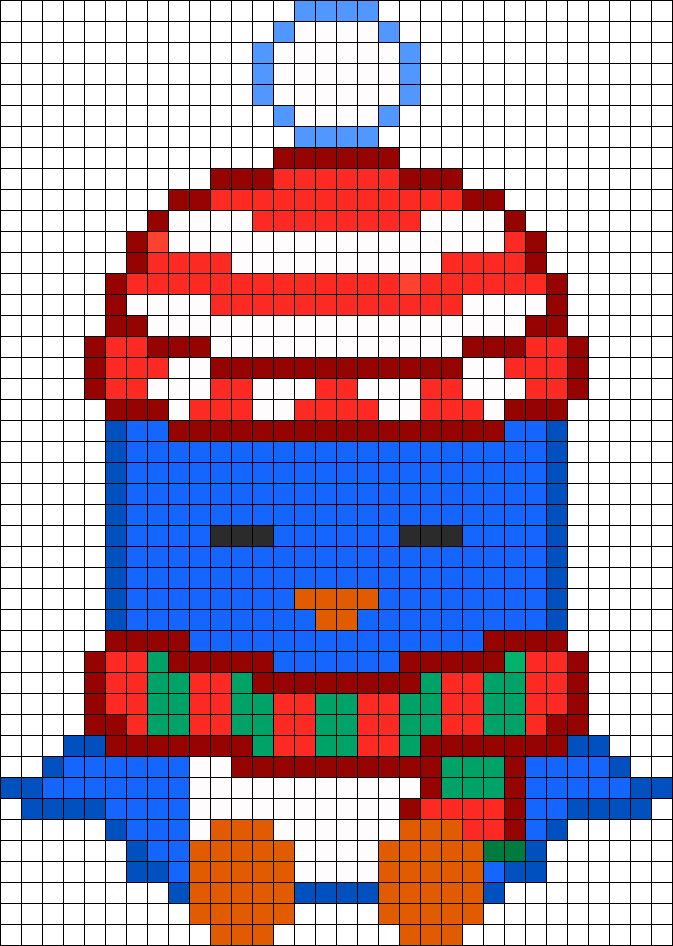 Christmas Penguin 2 Perler Bead Pattern / Bead Sprite - Leeuwarden (673x946), Png Download