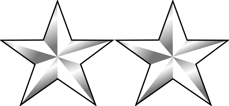 Maj Gen - Two Star General Rank (800x373), Png Download