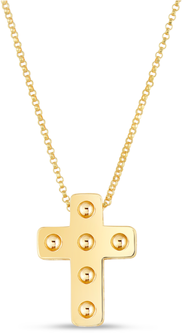 Roberto Coin Pois Moi Mini Cross Necklace (1000x1000), Png Download