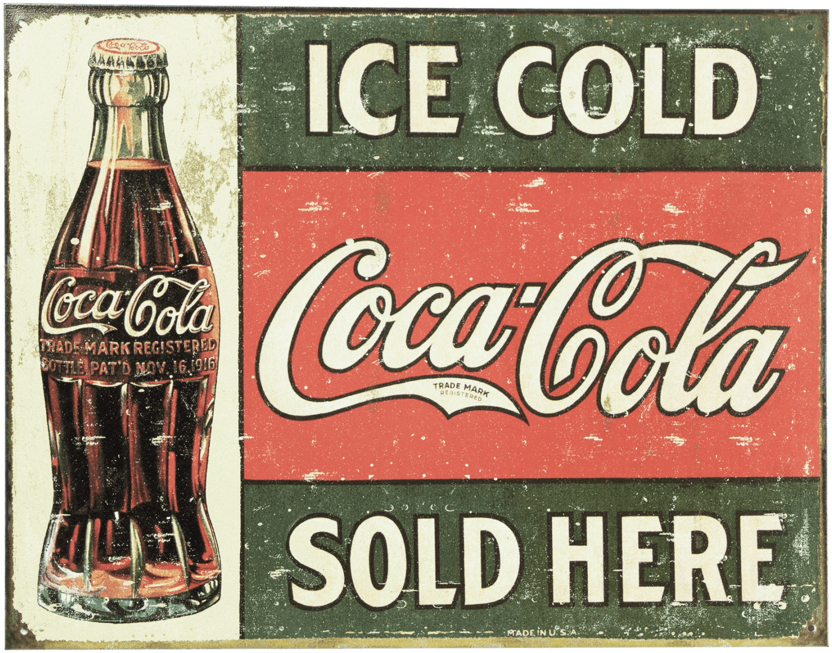 Coca Cola Sold Here Vintage Metal Sign - Coca Cola Old Sign (1800x1800), Png Download