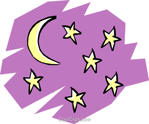 Lua E Estrelas Livre De Direitos Vetores Clip Art Ilustração (480x402), Png Download
