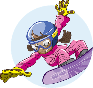 Free For Kids Girl Hires - Skiing Children Png Cartoon (372x350), Png Download