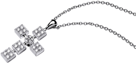 Lvcea Necklace With 18 Kt White Gold Chain And 18 Kt - Bulgari Diamond Cross Pendant Lucea (505x394), Png Download