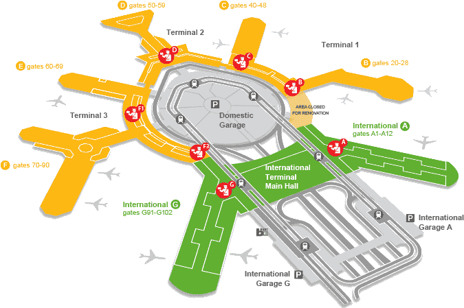 Security Checkpoint Map - San Francisco International Airport Map (850x527), Png Download