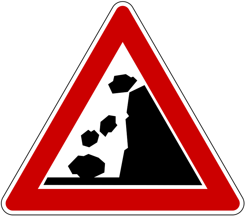 Falling Rocks Warning Road Sign Png - Steinschlag Schild (807x720), Png Download