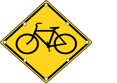 Flashing Bicycle Warning Sign - Bicycle Sign (509x300), Png Download