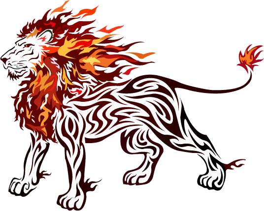 Burning Lion Vector By Rajanmishra-d9ubul5 - Simple Lion Tattoos Designs (536x429), Png Download