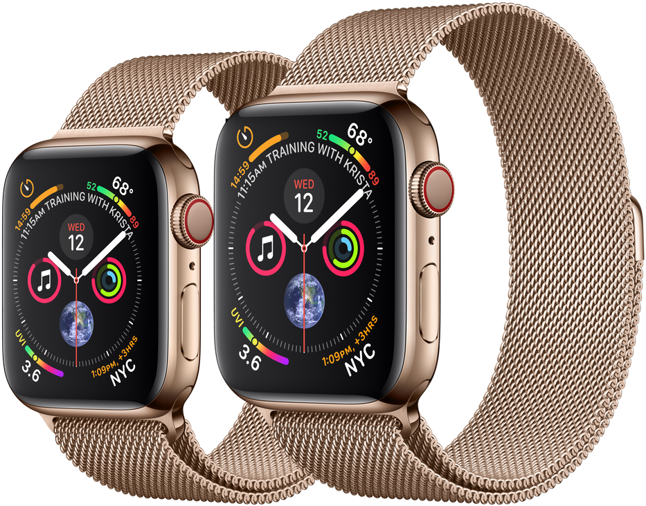 Download Stainless Gold Milanese S4 2up Gpscell Varend Apple Watch Series 4 Gold Full Size Png Image Pngkit