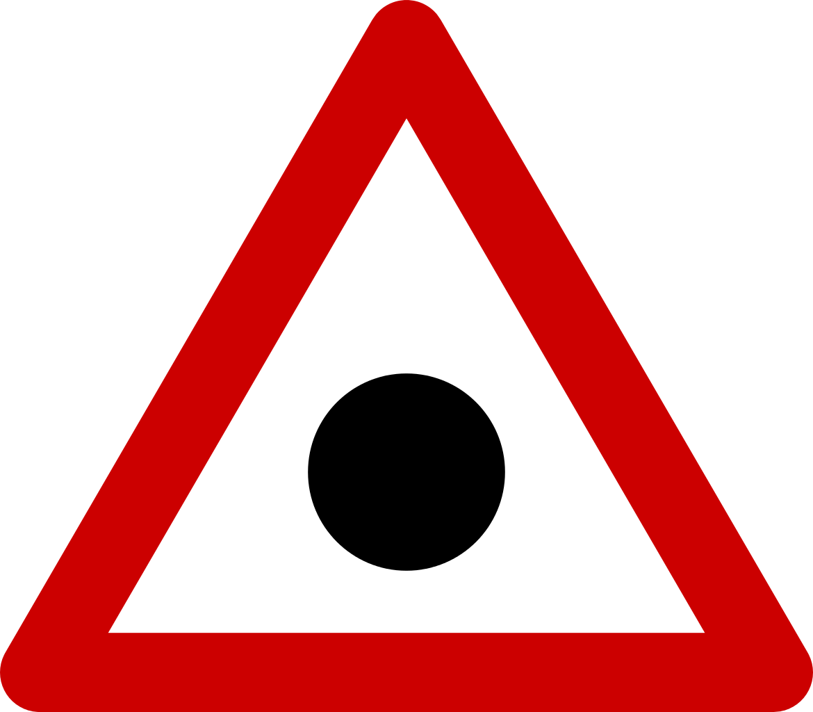 File - Warning Sign - Blind Spot - Svg - Y Junction Road Sign (878x768), Png Download