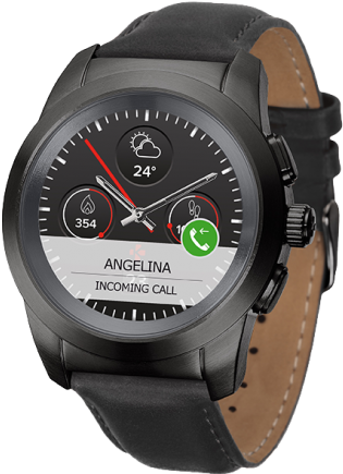 The World's First Hybrid Smartwatch Combining Mechanical - Mykronoz Zetime Brushed Silver Black Band (760x760), Png Download