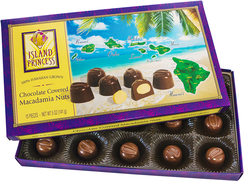 Island Princess Hawaiian Island Chocolate Covered Macadamia - Hawaiian Islands (1000x768), Png Download