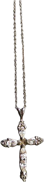 Vintage Necklace Sterling Silver Cross Pendant And - Cross Pendant (603x603), Png Download