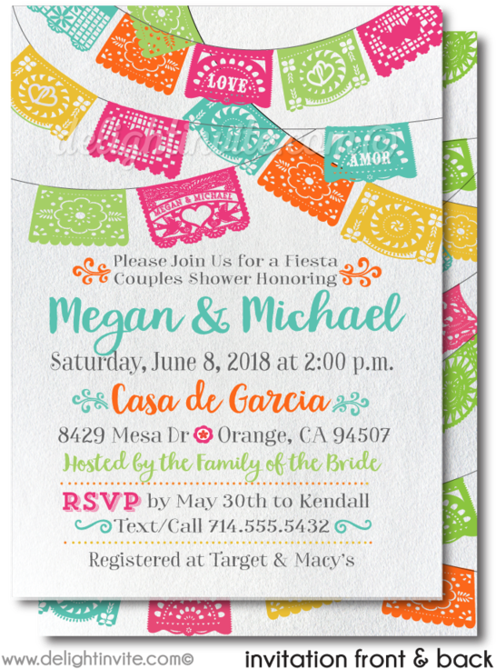 Printed Fiesta Couples Shower Invitations - Party (560x761), Png Download