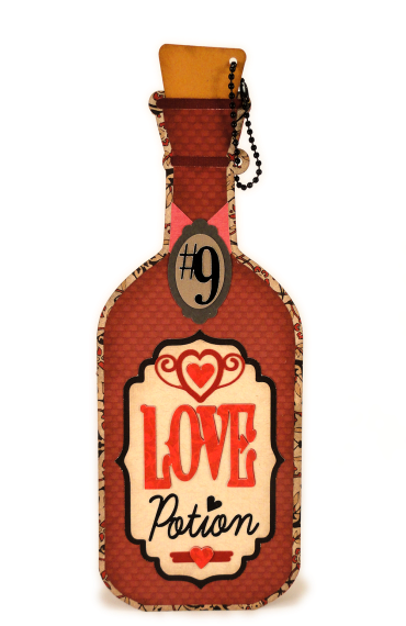 Love Potion Shaped Card - Glass Bottle (369x600), Png Download