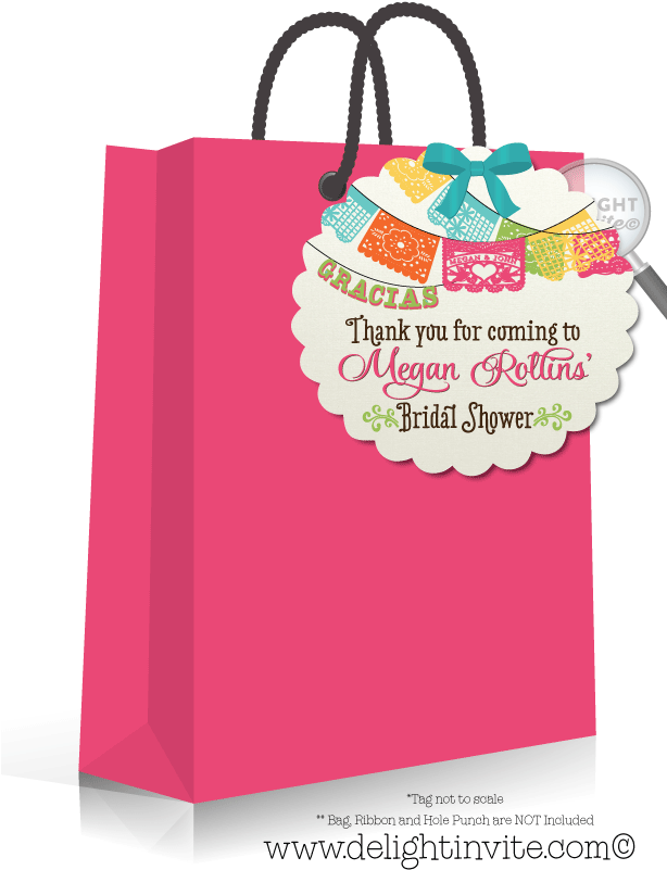 Mexican Fiesta Bridal Shower Favor Tag - Thank You For Coming Pastel Carousel Design (613x822), Png Download