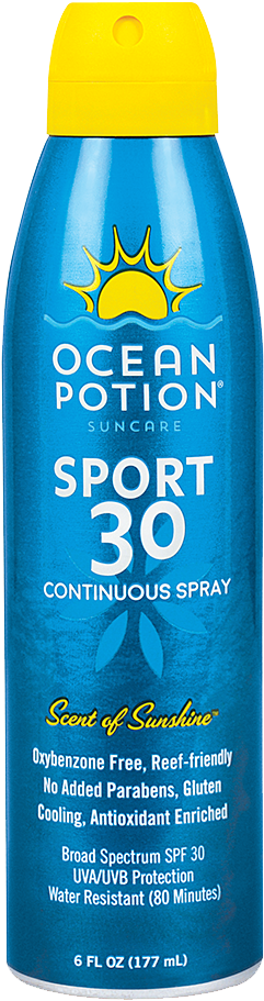 Ocean Potion Sport Spf 30 Continuous Spray 6 Oz - Oxybenzone Free Spray Sunscreen (1000x1000), Png Download