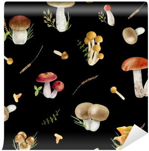 Seamless Pattern Repeated Tile Of Watercolor Mushrooms - Watercolor Painting (400x400), Png Download