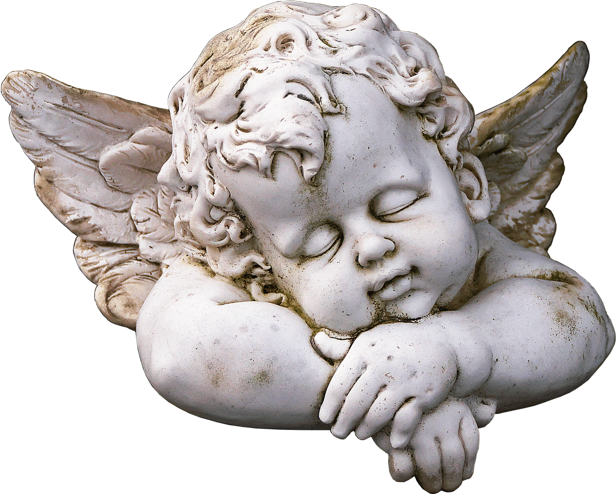Cute Sleeping Angel Statue - Statue Png (1280x1030), Png Download