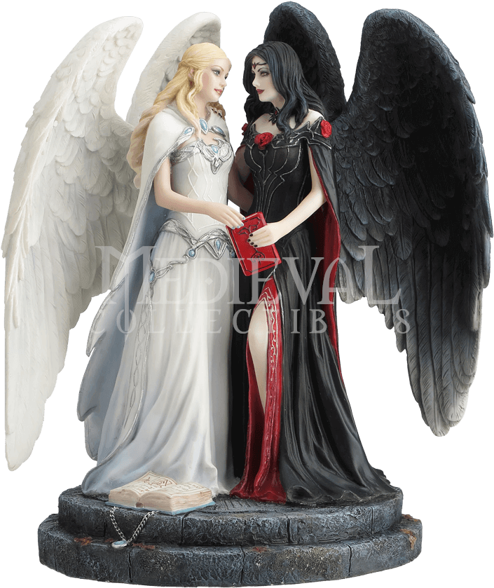 Dark And Light Angel Statue (850x850), Png Download