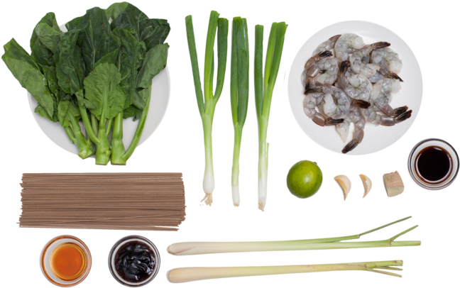 Lemongrass Shrimp With Soba Noodles & Chinese Broccoli - Soba (700x467), Png Download