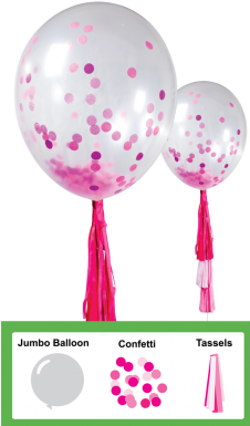 Tassel, Confetti & 3ft Clear Balloon Kit - Balloon (400x388), Png Download