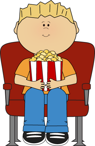 Boy Watching Movie Clipart - Movie Theater Clipart (308x473), Png Download