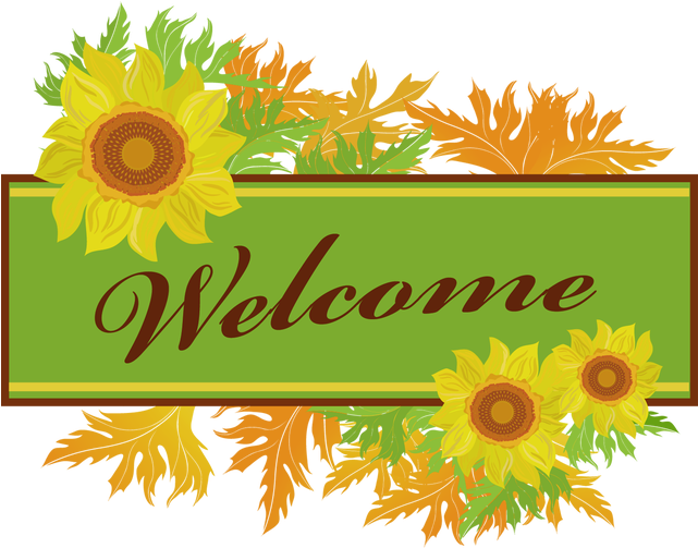 Sunflower Clipart Banner - Clip Art Free Welcome (640x523), Png Download