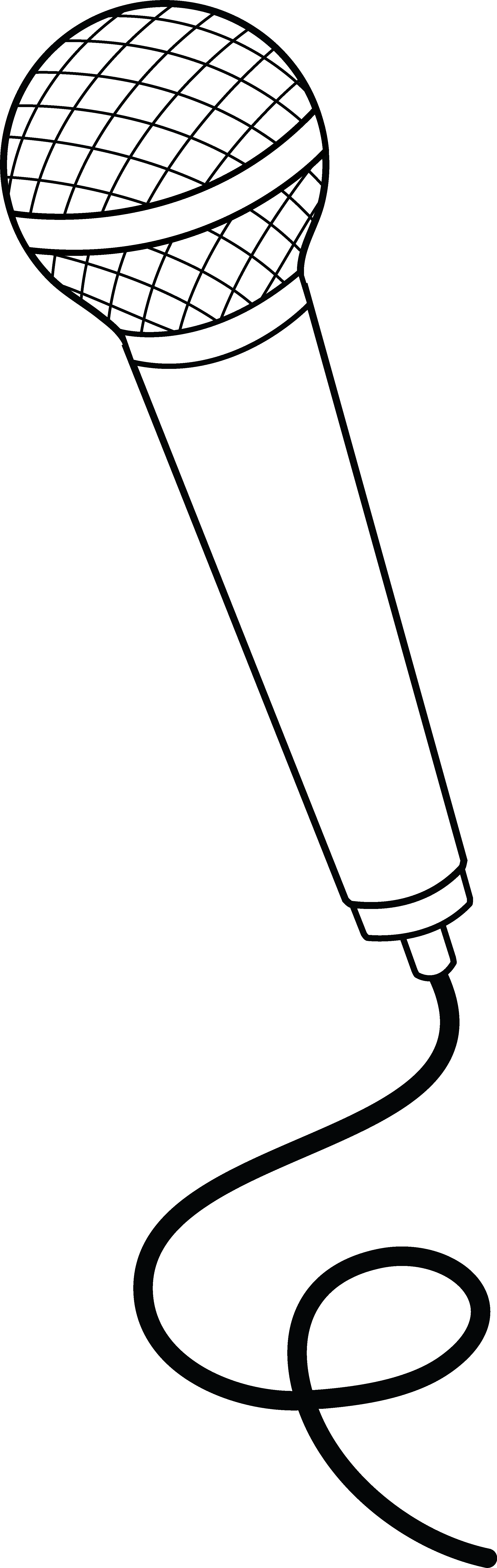 Mic Clipart Png - Microphone Clipart Black And White (2346x7409), Png Download