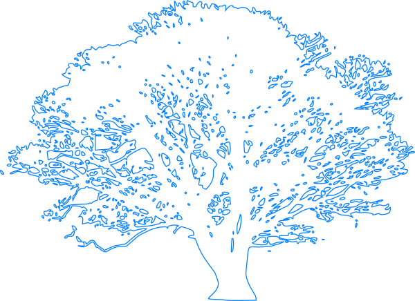 Original Png Clip Art File White Tree Blue Outline (600x436), Png Download