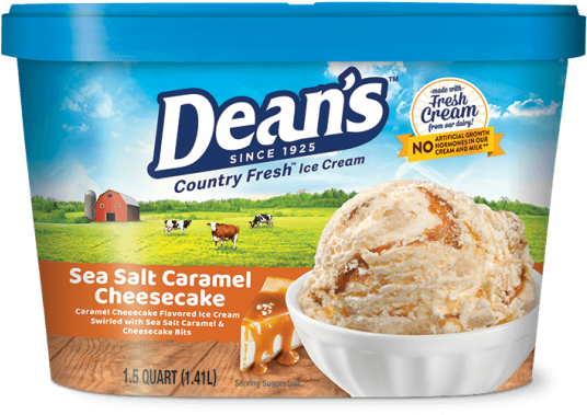 Dean's Premium Sea Salt Caramel Cheesecake Ice Cream - Sea Salt Caramel Cheesecake Ice Cream (547x900), Png Download