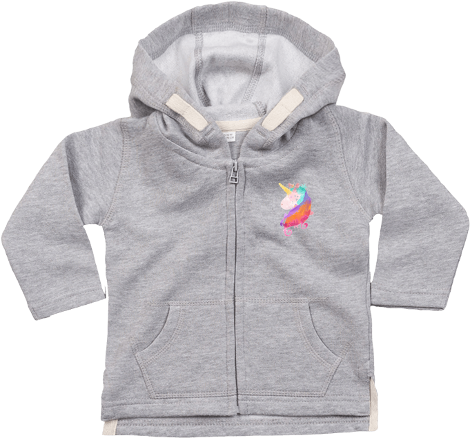 Sweat Bébé Zippé À Capuche Watercolor Unicorn Par Pinkglitter - Sweat À Capuche Bébé Zippé Young, Wild (690x850), Png Download